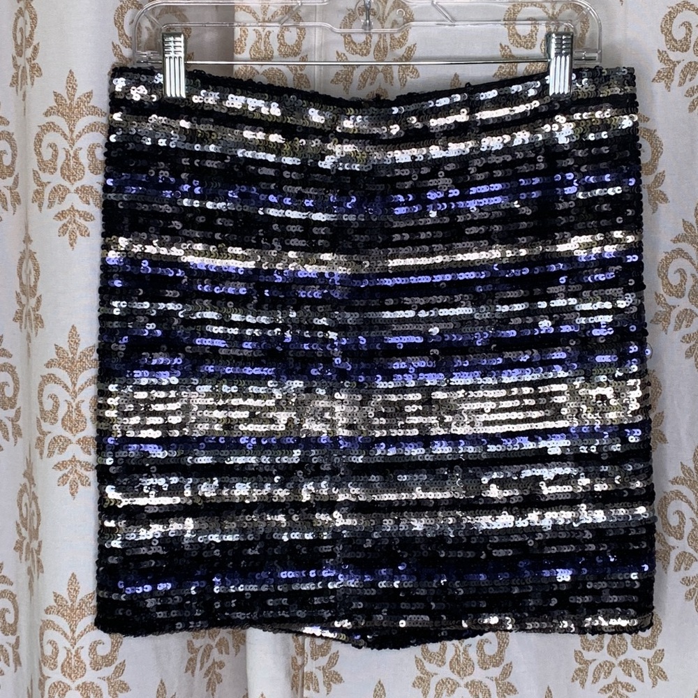 Aqua striped sequin mini skirt M